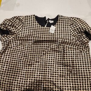 J. Crew Black and Gold Checkered Top
